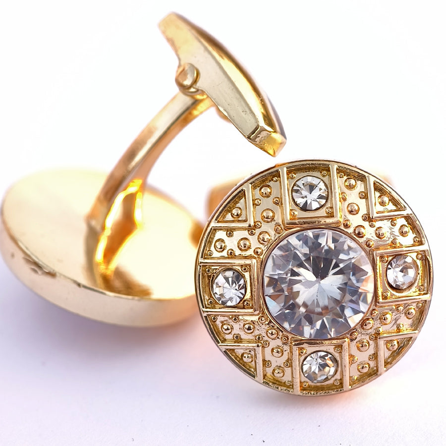 Zircon Stone with small white stone Gold & Silver Base cufflink for Men 00051