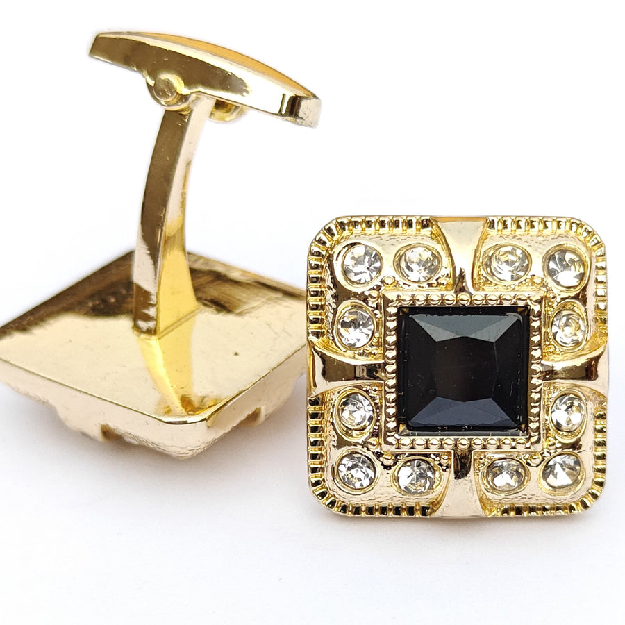 Zircon Stone with small white stone Gold Base cufflink for Men 00043