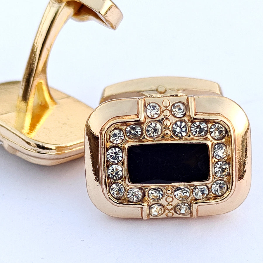 Zircon Stone with small white stone Gold Base cufflink for Men 000206