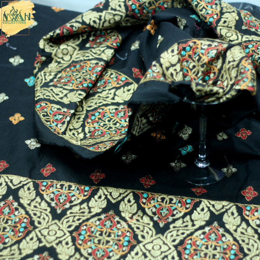 Luxury heavy embroidered border waistcoat fabric