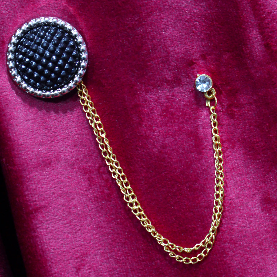 Gold and Black Brooch For Men