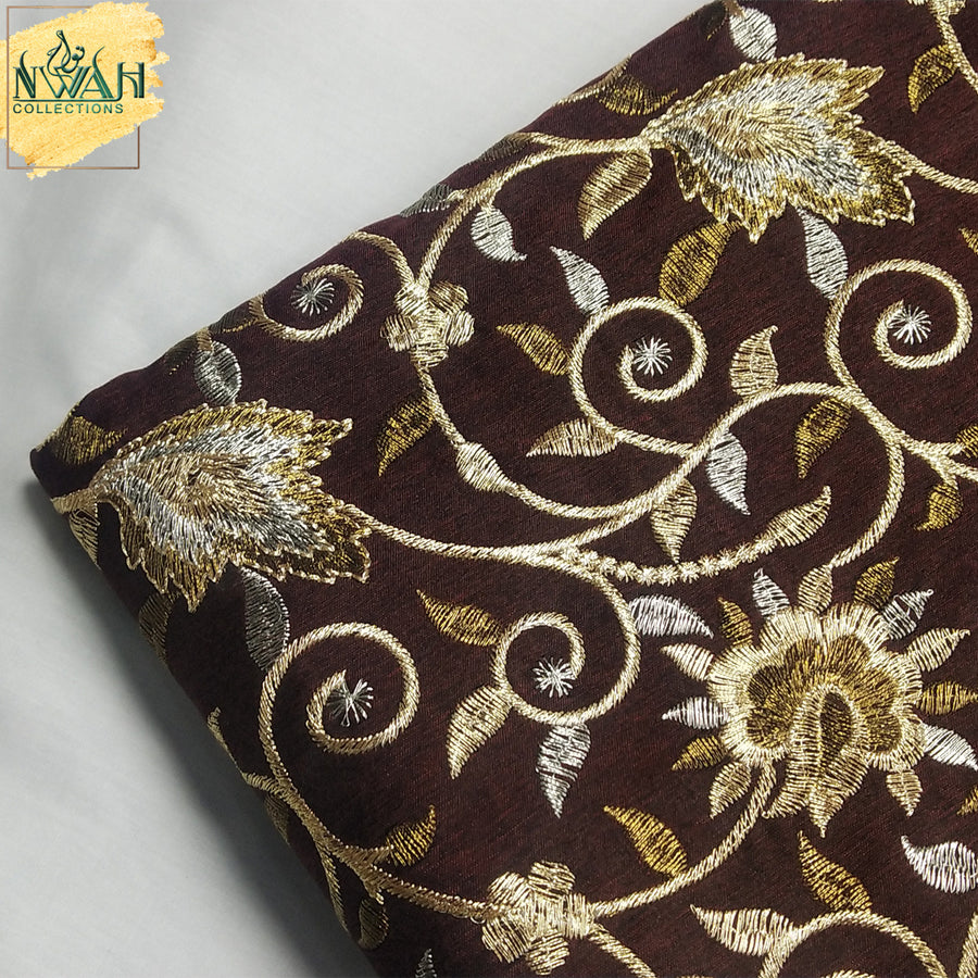 embroidered raw silk unstitch fabric for men