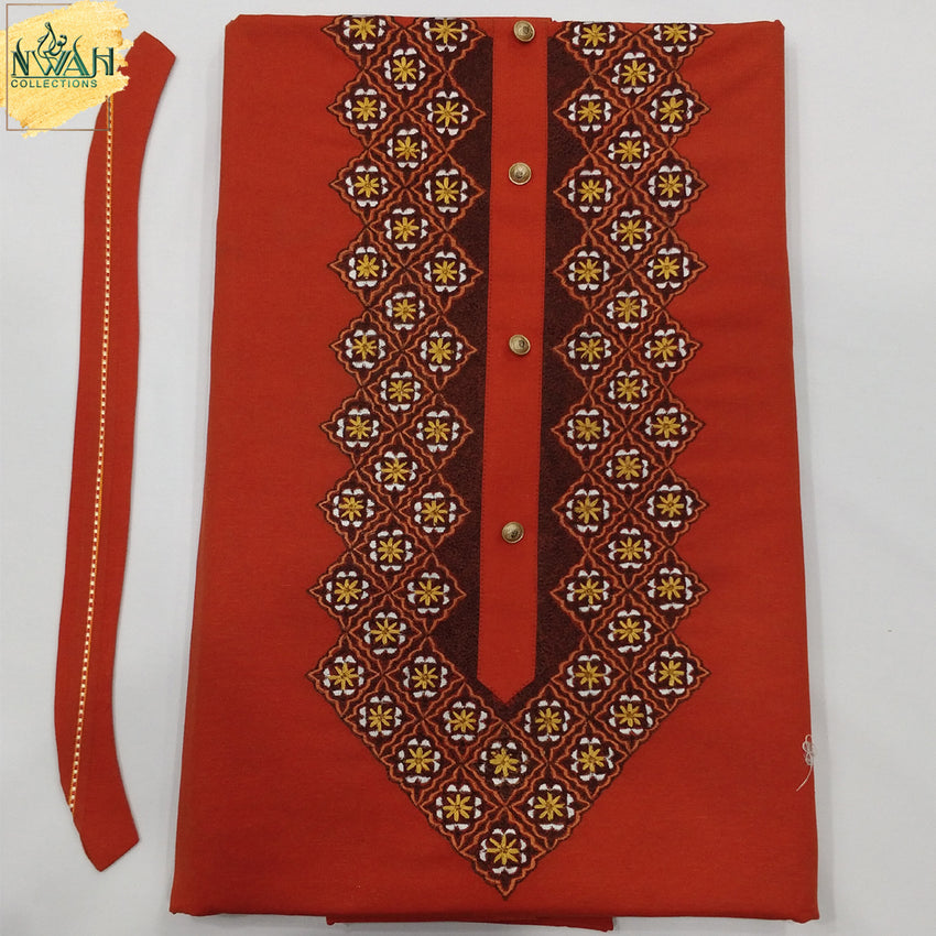 designer embroidery kurta shalwar  krani by krandi unstitch fabric for men