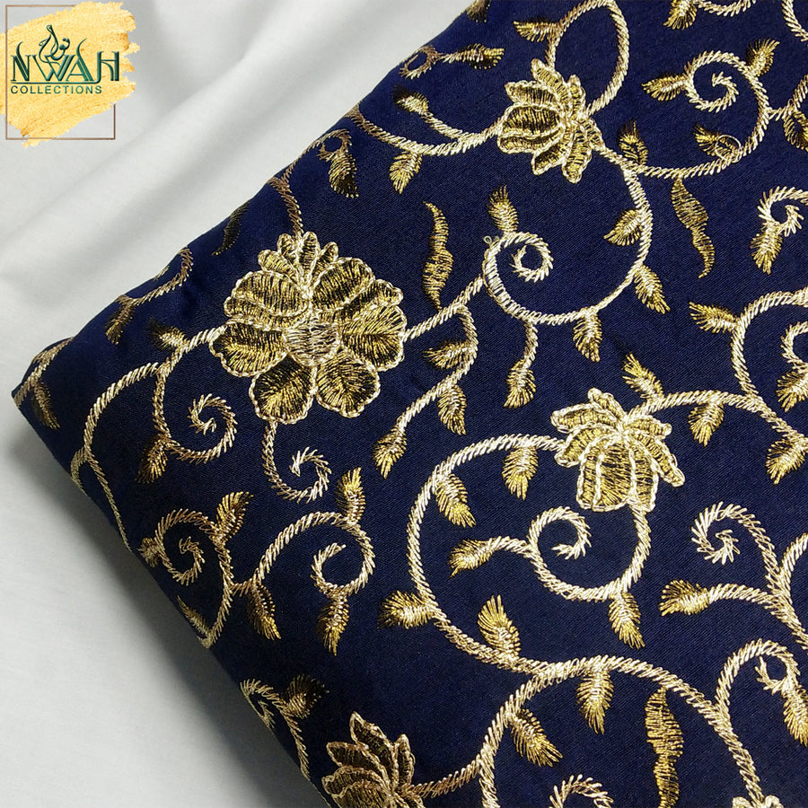 embroidered raw silk unstitch fabric for men