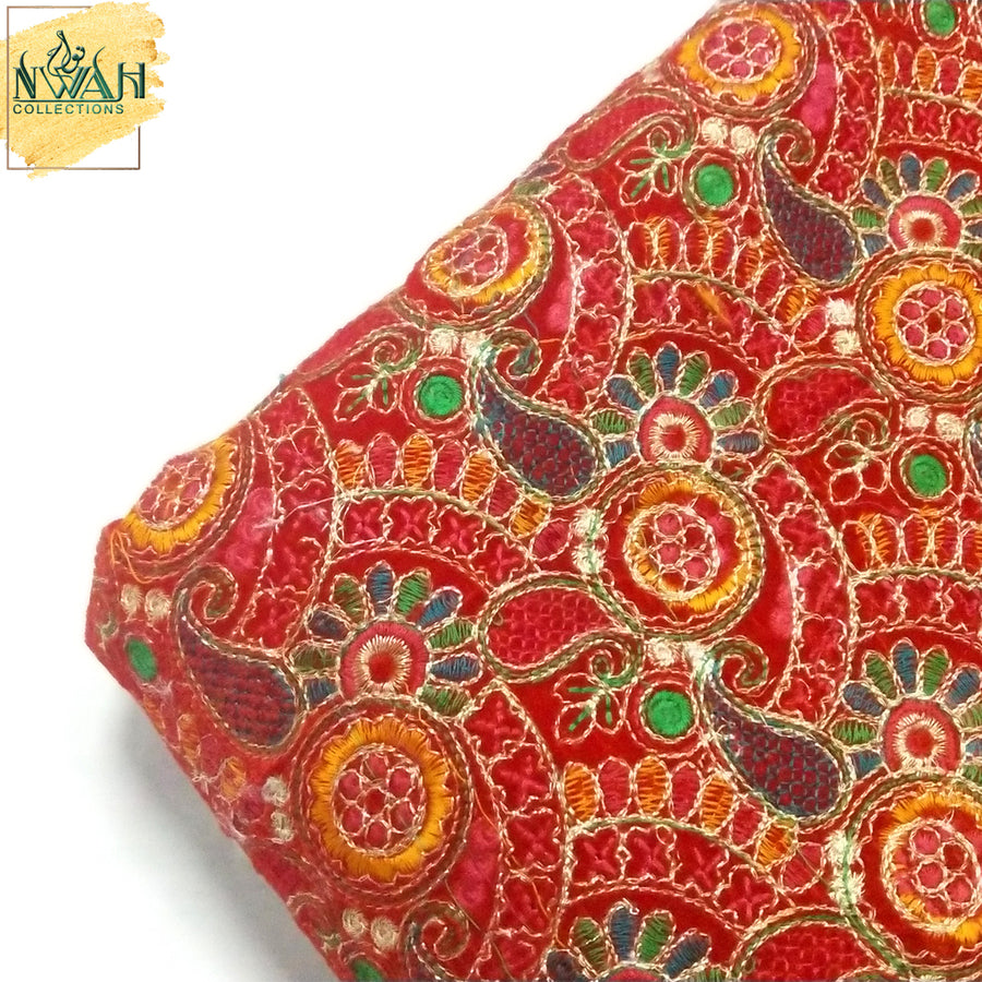 embroidered pure velvet unstitch fabric for men