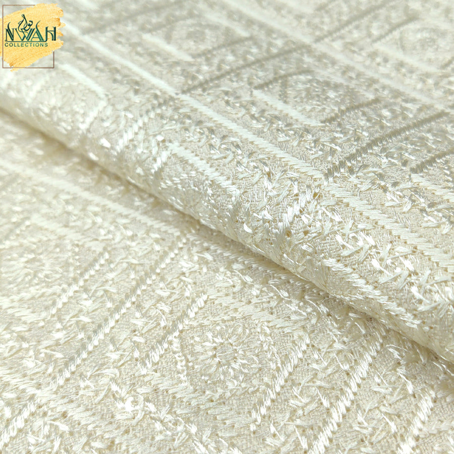 Embroidered raw silk for waistcoat