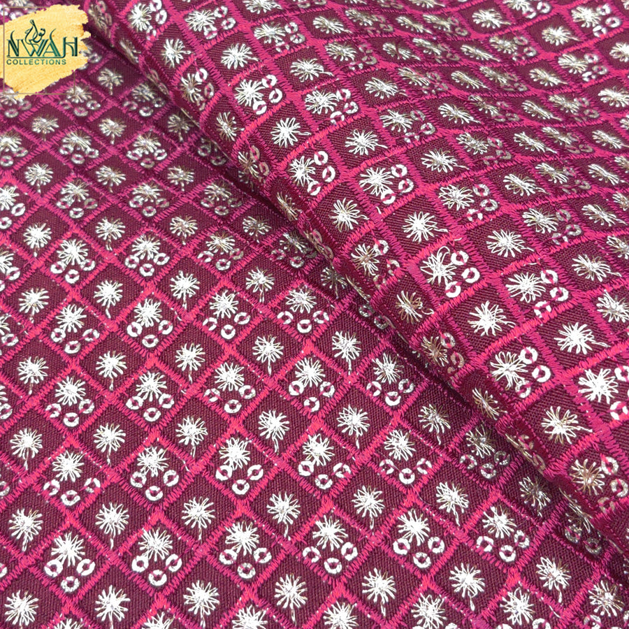 Embroidered raw silk for waistcoat