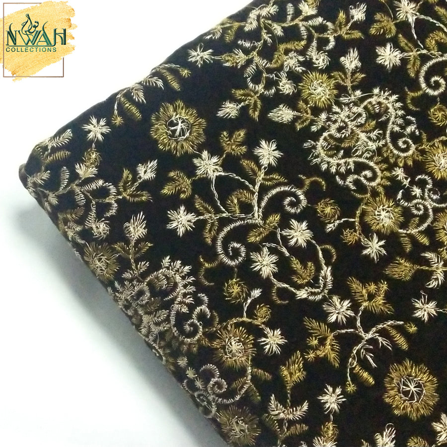 embroidered pure velvet unstitch fabric for men