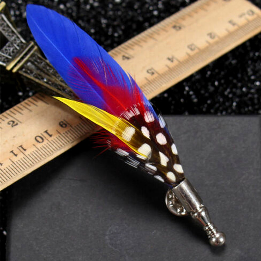 Real Feather Brooch For Men