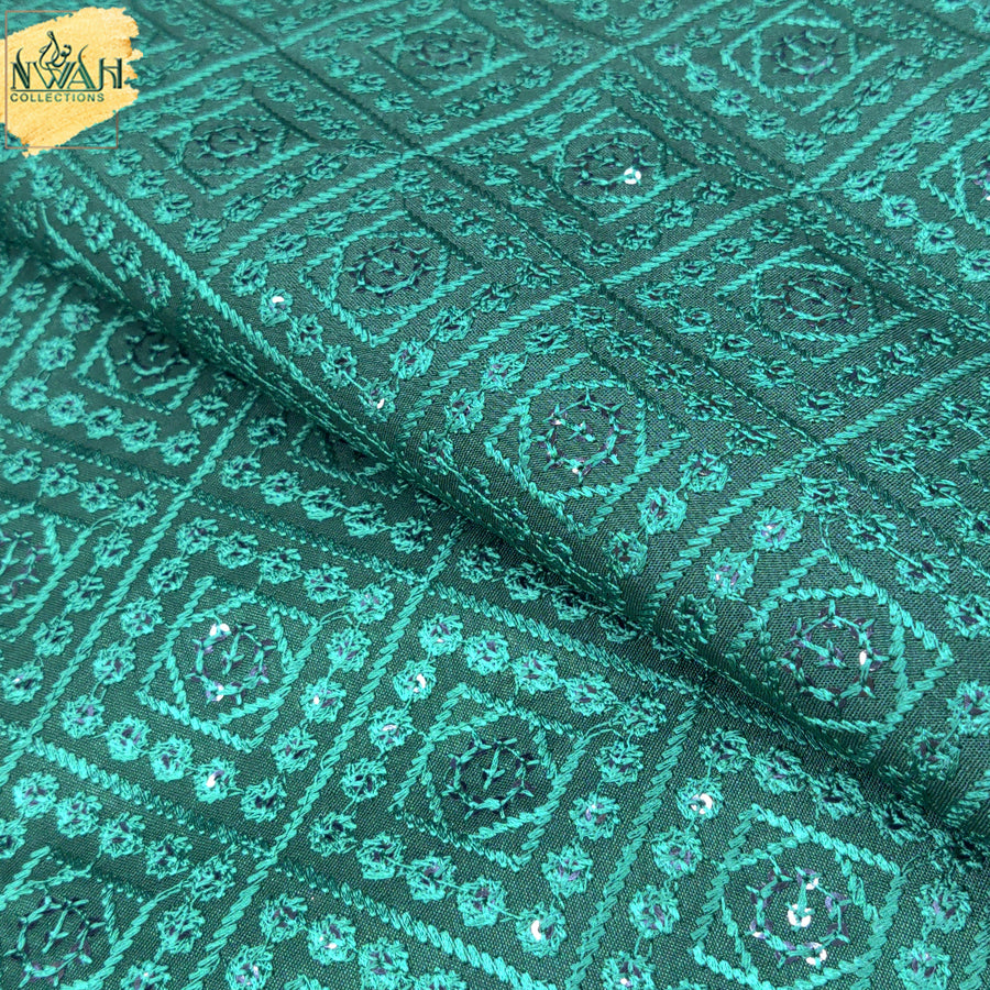 Embroidered raw silk for waistcoat