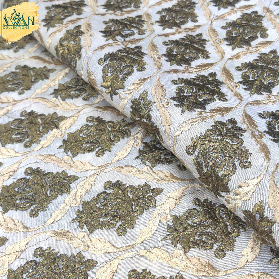 Embroidered raw silk for waistcoat