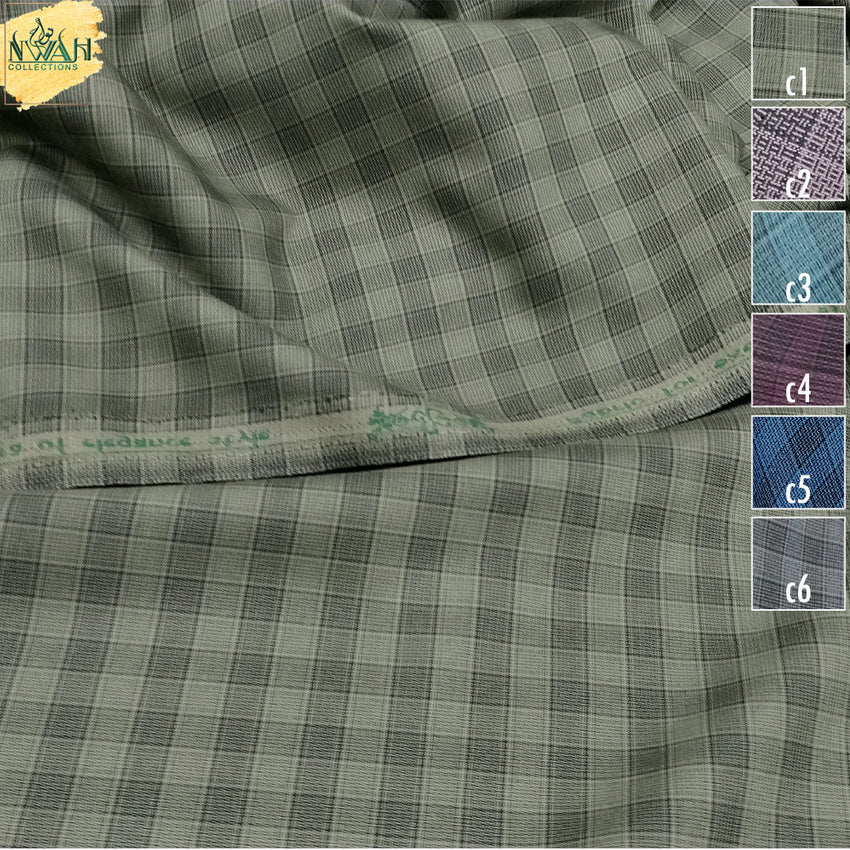 soft stylish check washNwear unstitch fabric for men
