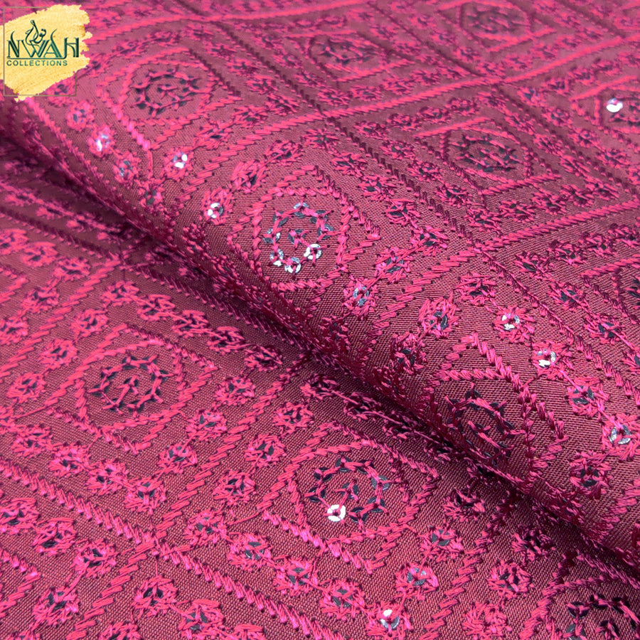 Embroidered raw silk for waistcoat