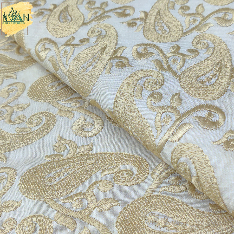 Embroidered raw silk for waistcoat