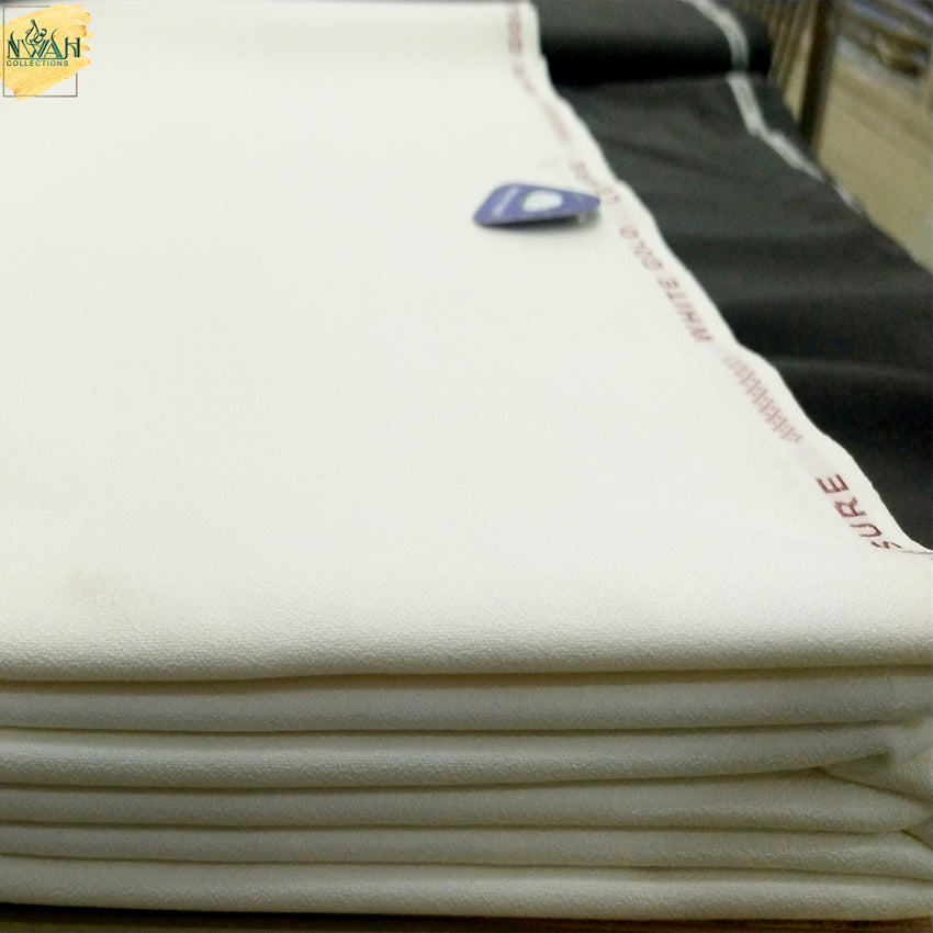 soft khaddar wite-Gld brand unstitch fabric for men