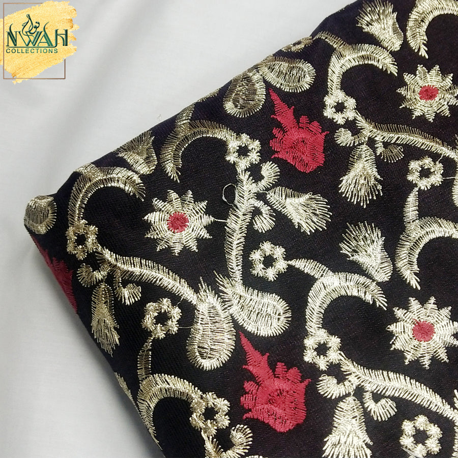 embroidered raw silk unstitch fabric for men