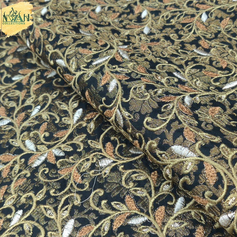 Embroidered raw silk for waistcoat
