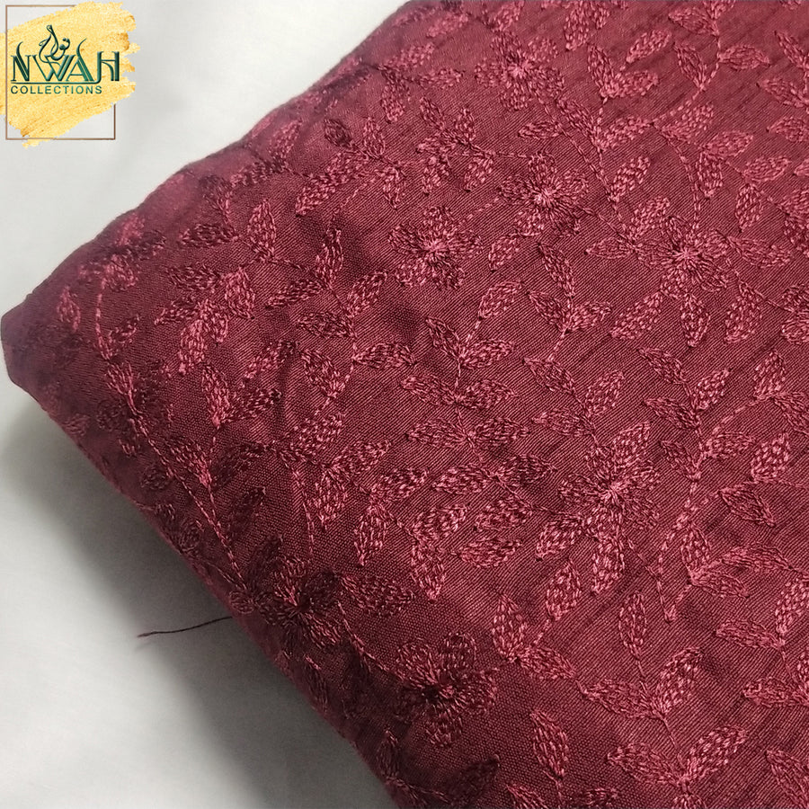 embroidered raw silk unstitch fabric for men