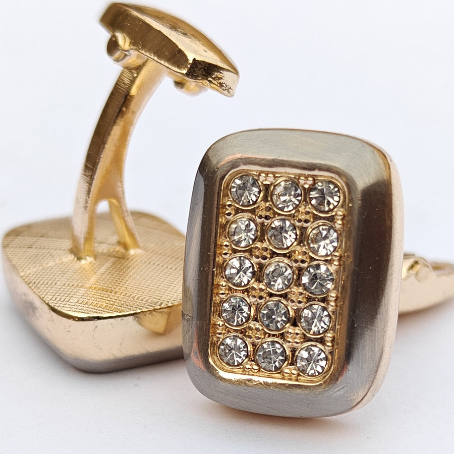 Zircon Stone with small white stone Gold & Silver Base cufflink for Men
