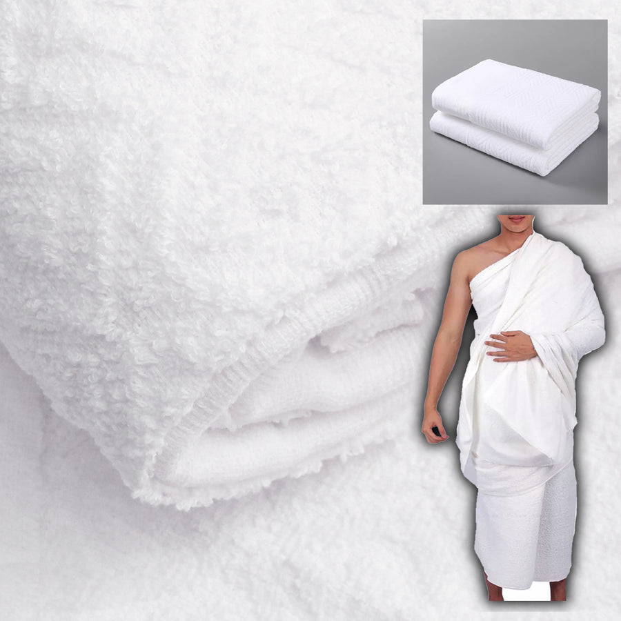 High Quality Ihram Ahram Ehram For Hajj & Umrah 2pc Towel Pure Cotton Umrah Dress