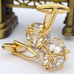 White Zircone stone cufflink with Attrective Gold Color