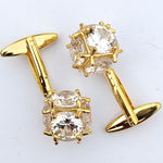 White Zircone stone cufflink with Attrective Gold Color