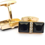Zircon Black Stone with small stone Golden Base cufflink for Men 00010
