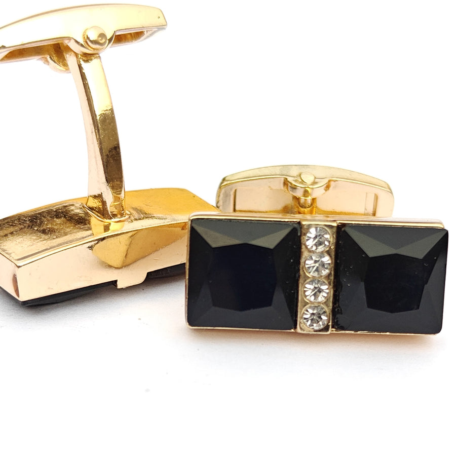 Zircon Black Stone with small stone Golden Base cufflink for Men 00010