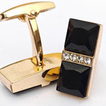 Zircon Black Stone with small stone Golden Base cufflink for Men 00010