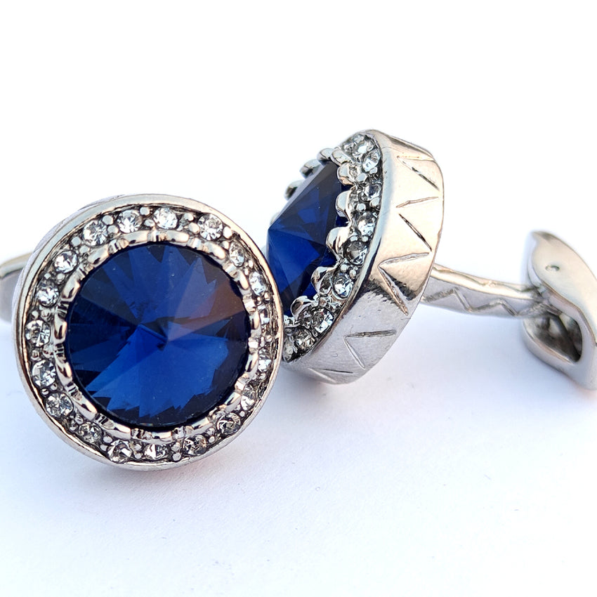 Royel Blue Zircon Stone Metal cufflinks Design with attractive colors