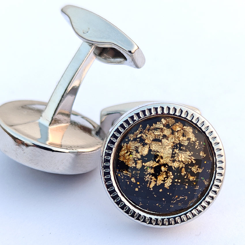 Black & Gold Glaxy Metal cufflinks Design with attractive colors 000211