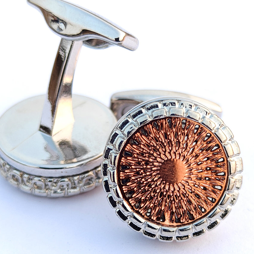 Matalic Brown Sculpture Eye Metal cufflinks with artistic Color 00063