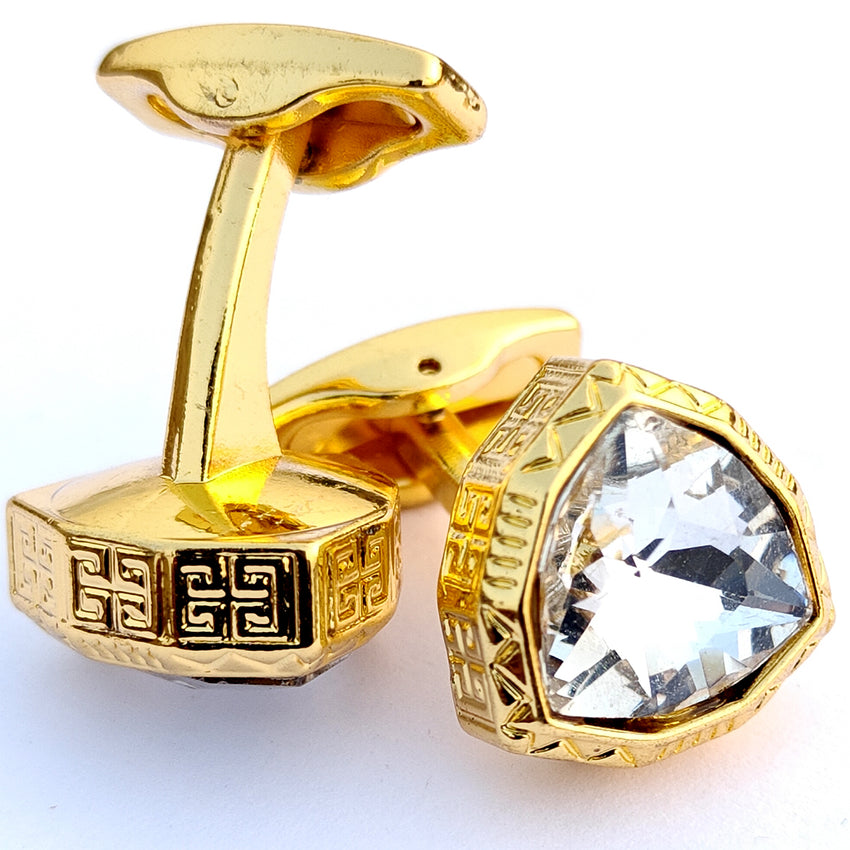 Zircon Stone with small white stone Gold & Silver Base cufflink for Men 00056