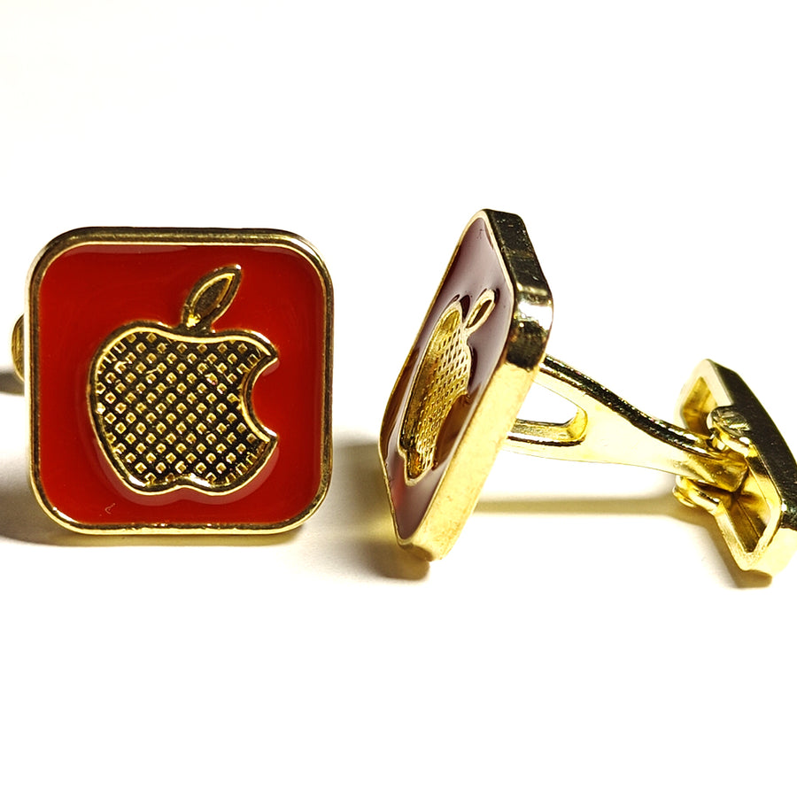 Red Apple Metal cufflinks Design with attractive colors