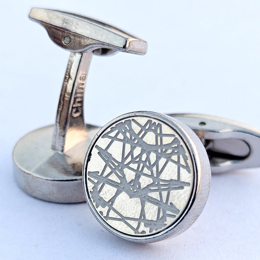 Inlay Cufflinks Sliver base for Men