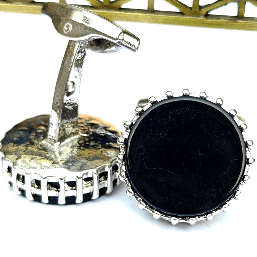 Black Stone High Quality Metal cufflink for Men 000100
