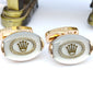 White Crown Logo with Gold Base cufflink for Men