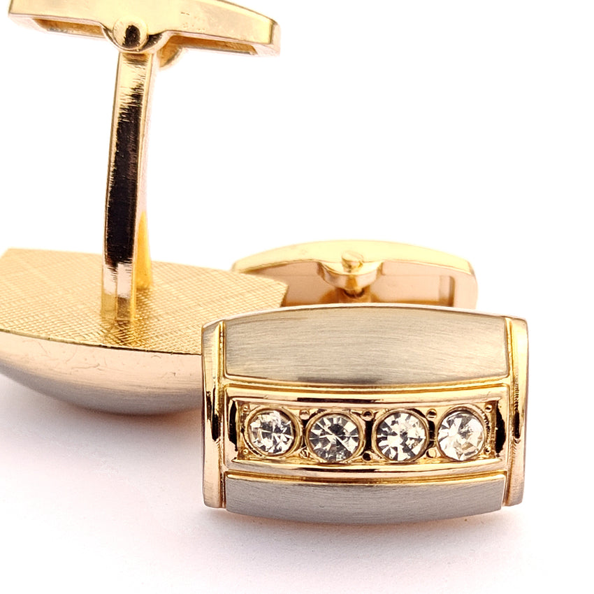 Zircon Stone with small white stone Gold & Silver Base cufflink for Men 00039