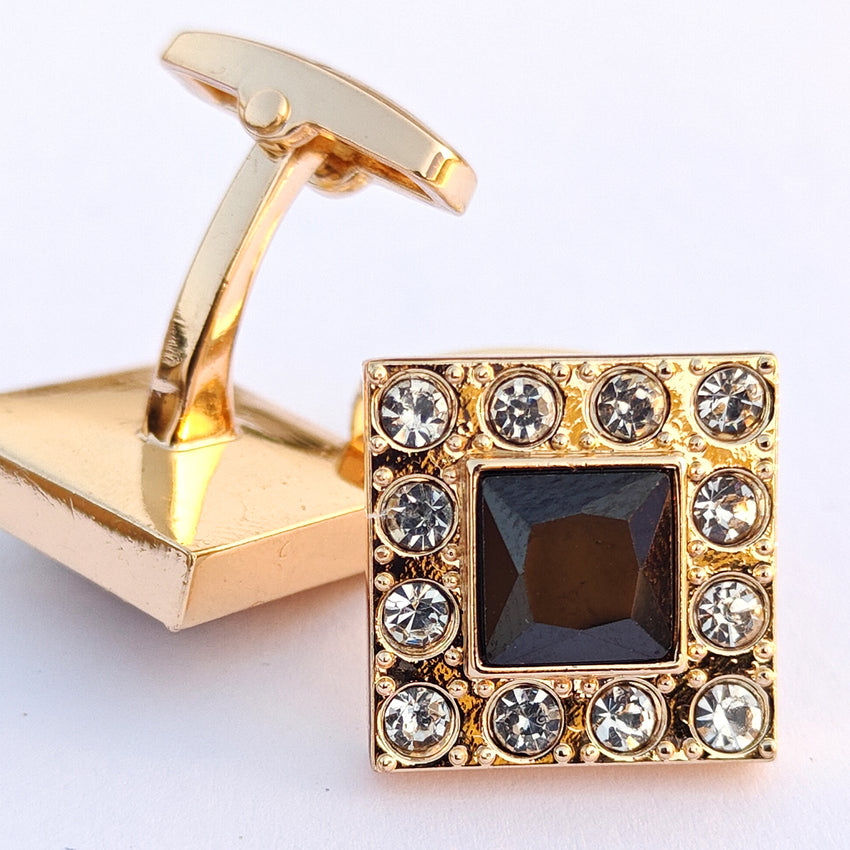 Zircon Stone with small white stone Gold & Silver Base cufflink for Men 00028