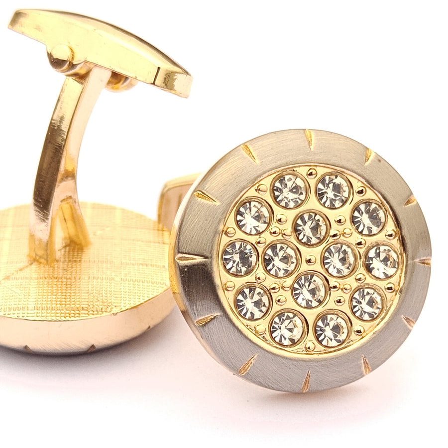 Zircon Stone with small white stone Gold & Silver Base cufflink for Men