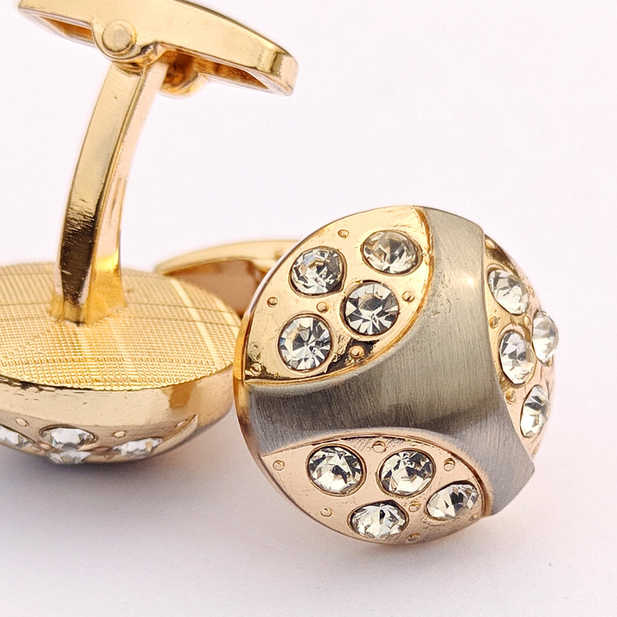 Zircon  small white stone Gold & Silver Base cufflink for Men 00065