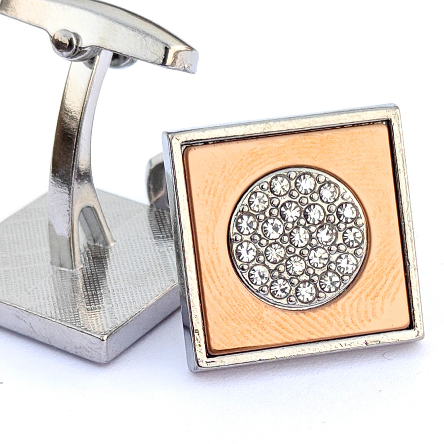 Zircon Stone with small white stone Gold & Silver Base cufflink for Men