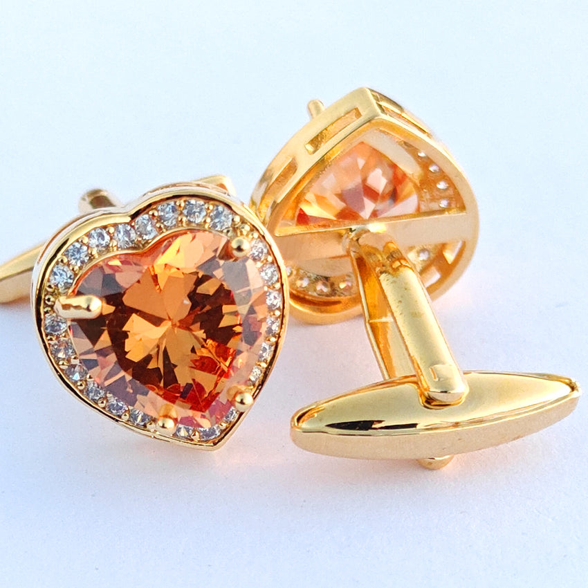 Zircon Stone with small white stone White & green Base cufflink for Men