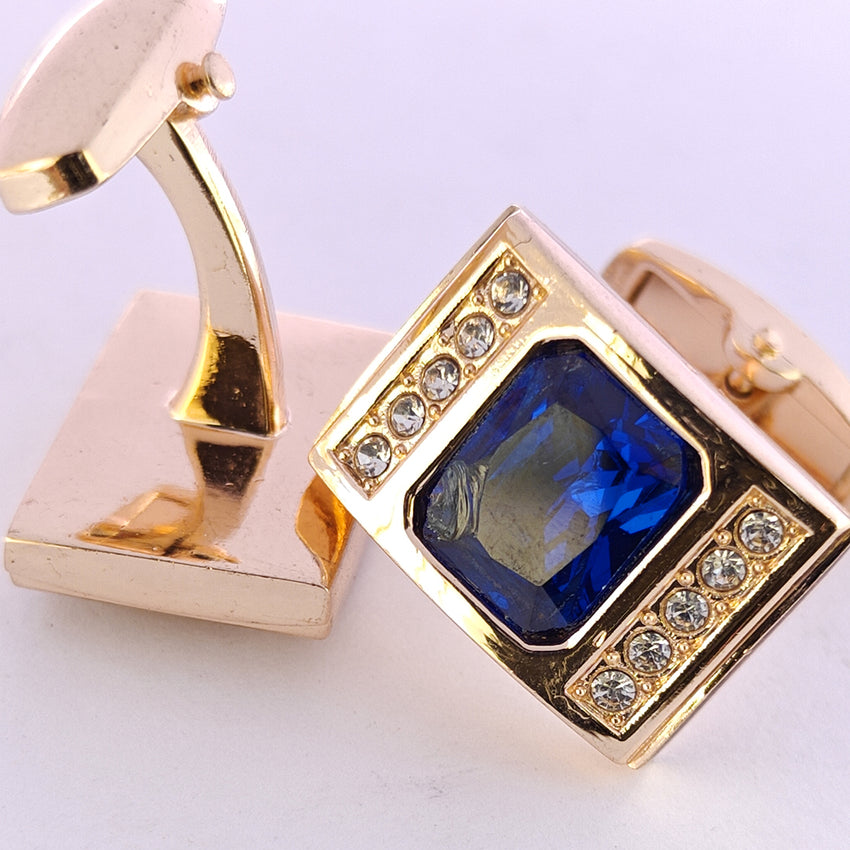 Zircon Stone with small white stone Gold & Silver Base cufflink for Men