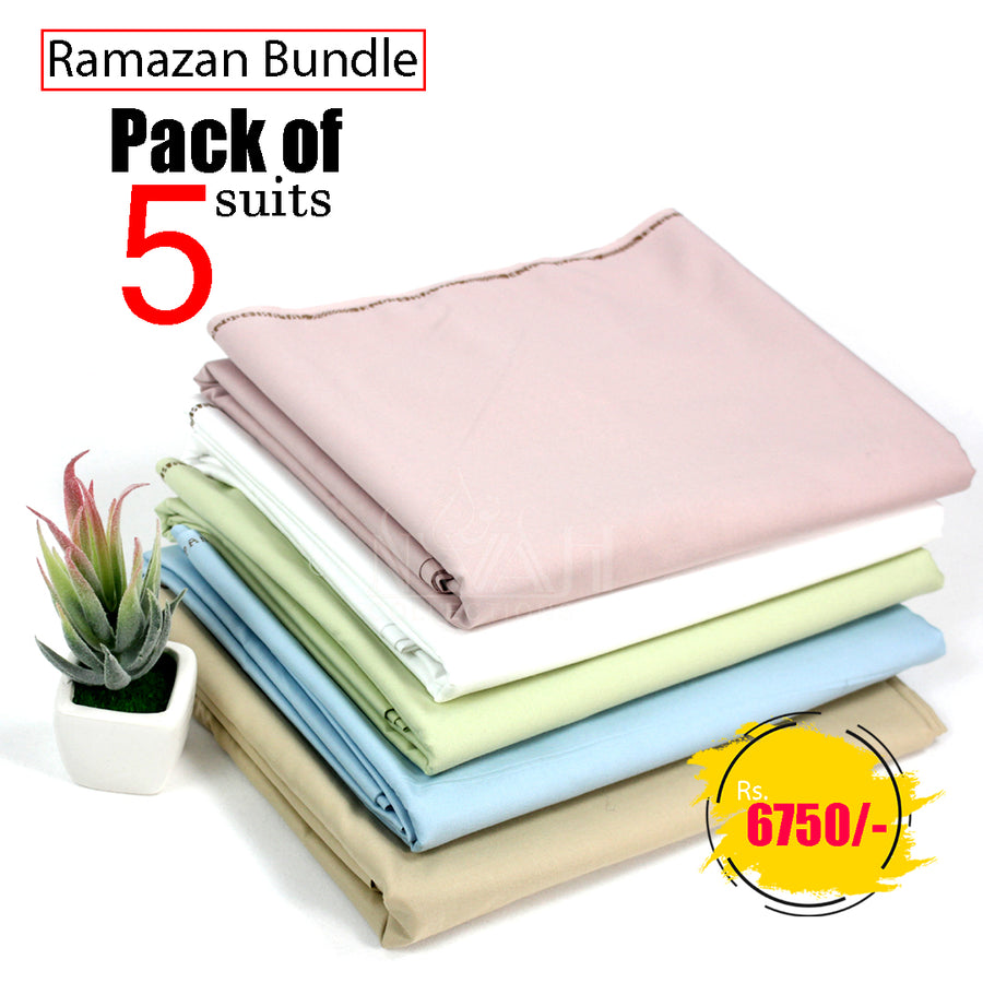 Ramzan Bundle ! Pack of 5 Suits ! Soft Summer Wash & Wear