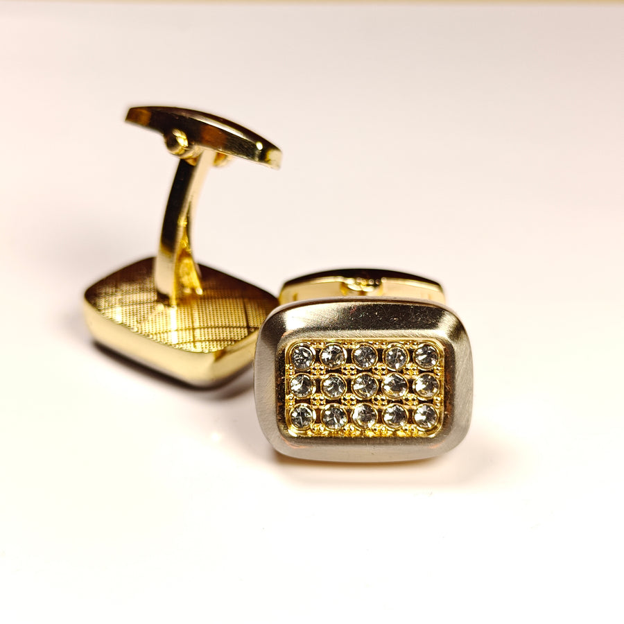 Zircon Stone with small white stone Gold & Silver Base cufflink for Men