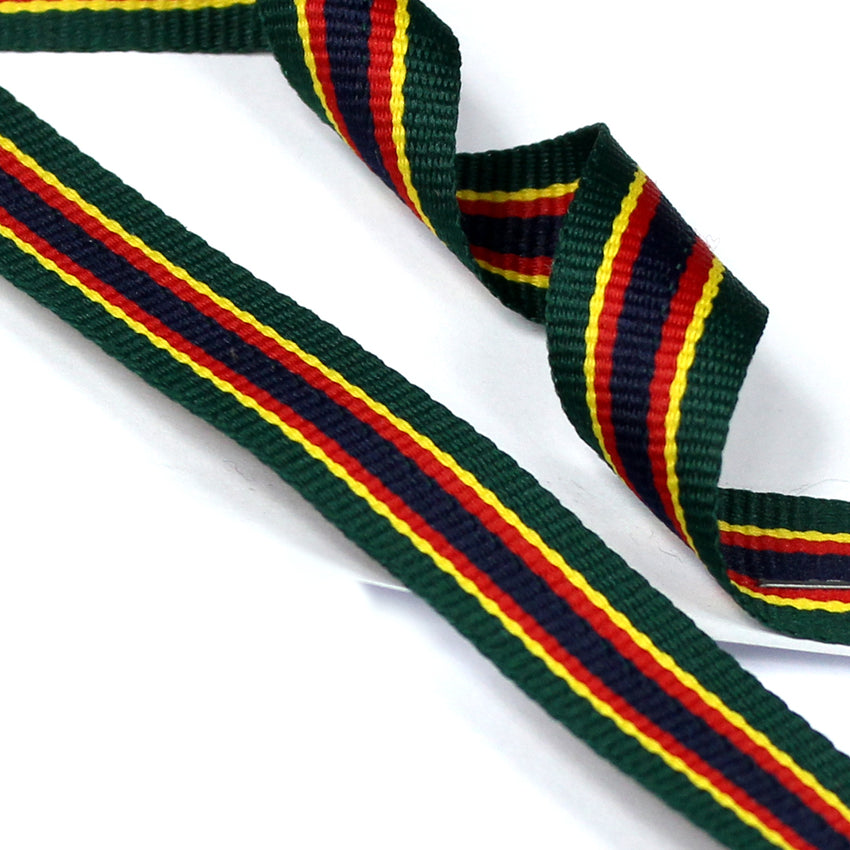Green, Yellow, Red and Navy Stripes Ribbon