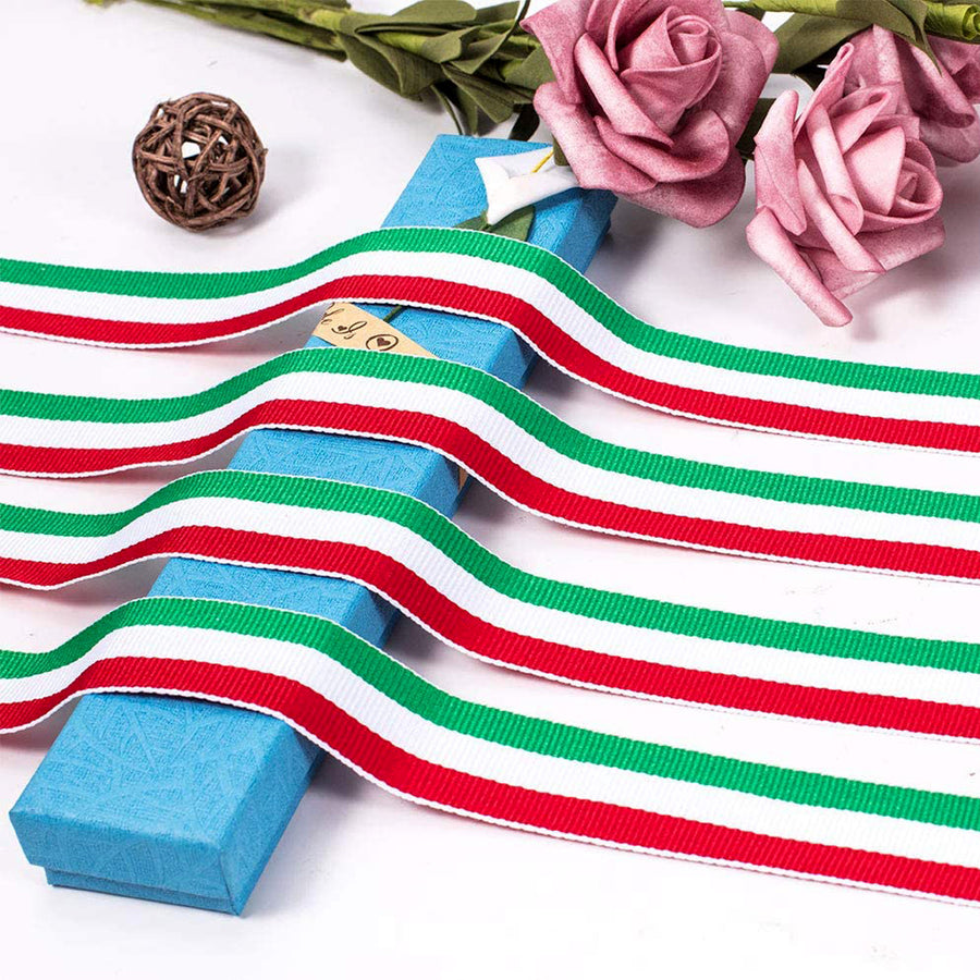 Red, White and Green  Stripes Ribbon
