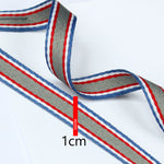 Blue, White, Red and Gray Stripes Ribbon