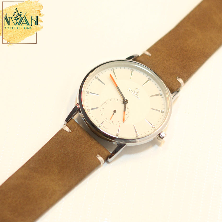 Men's  Watch with Leather Strap